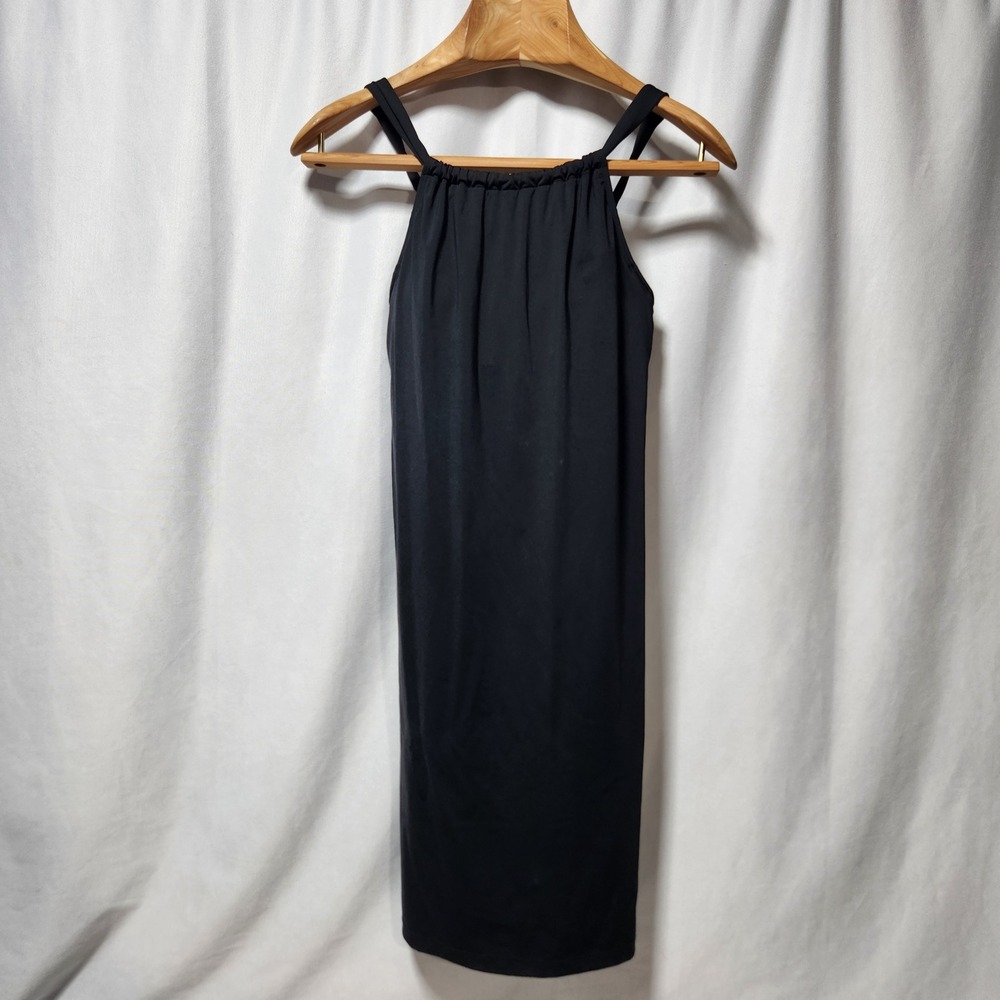 Athleta Womens Black Halter Mini Dress Built-inโ Bra Tie Back S 739779-02 Small